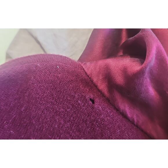 Lafayette 148 Cashmere Knit Top Sweater Silk Cowl Neck Womens 2X Burgundy Flaw - Picture 5 of 10